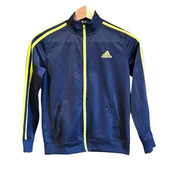 Adidas Boy's Full Zip Sweatshirt Grey Yellow Size Small (8) - Picture 1 of 6